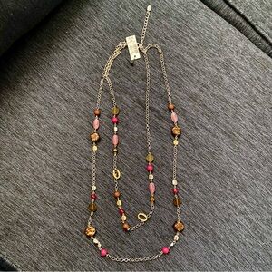 Chico's Gold and Pink Beaded Necklace